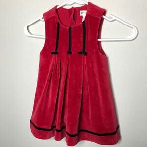 VTG Gymboree Red Velvet Velour Holiday Dress 90s